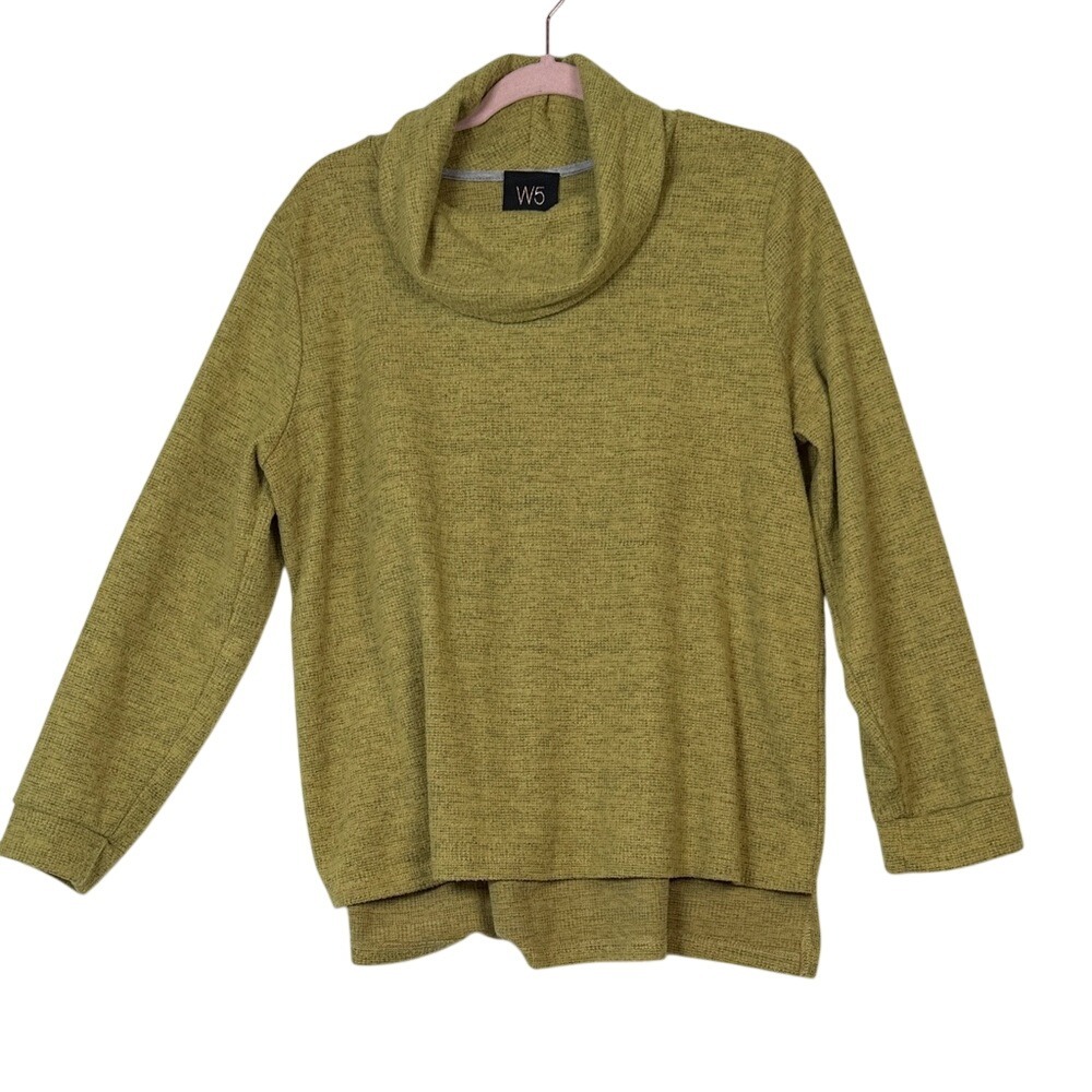 W5‎ Women's Chartreuse Green Cowl Neck Sweater XL